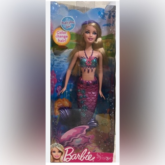 Barbie 2010/11 Bath Play Fun Mermaid Purple Fin, Colour Change Hair - Picture 10 of 10